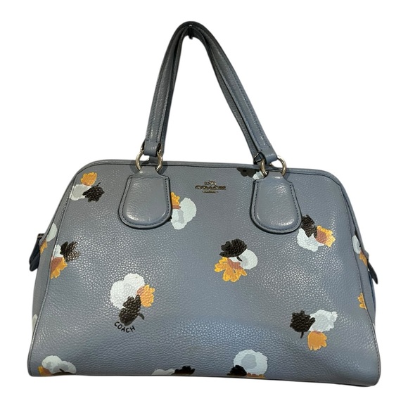 Coach Nolita Blue Floral print pebbled leather satchel shoulder bag - Picture 1 of 11